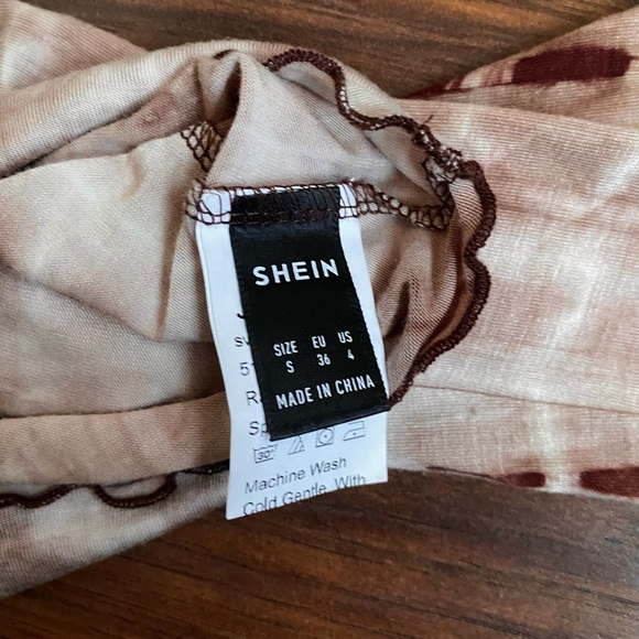 Brown Tie-Dye Swoop Neck Longsleeve Lettuce Edge Top - Picture 4 of 5